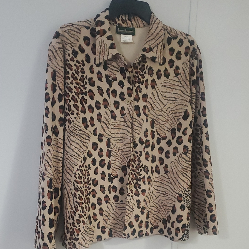 Leopard Print Button-Up Blouse